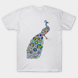 Floral Patterned Peacock T-Shirt